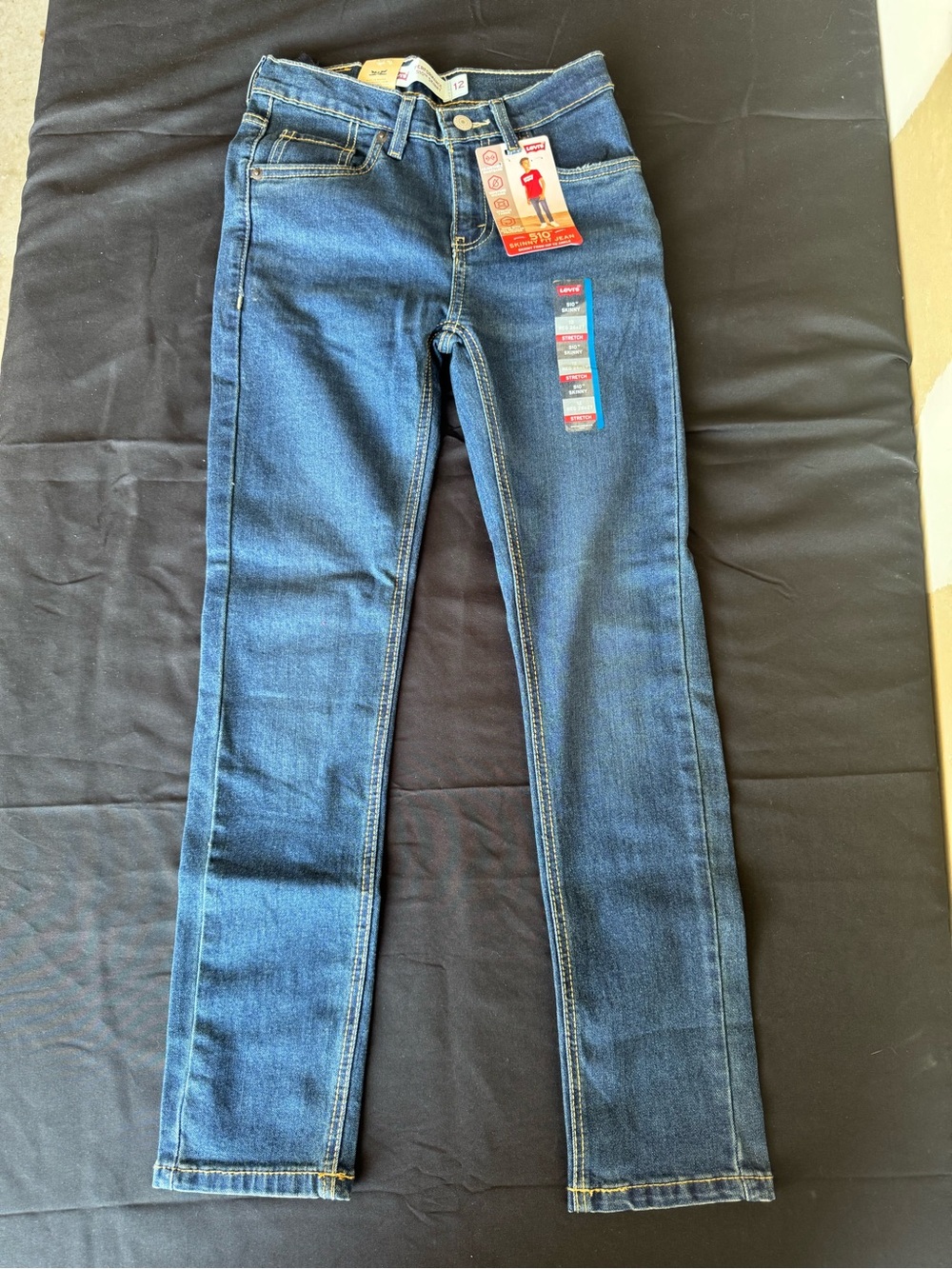 Levi's Boys 510 Skinny Fit Jeans Size 12 Reg 26x27 Stretch Adjustable Waist NWT